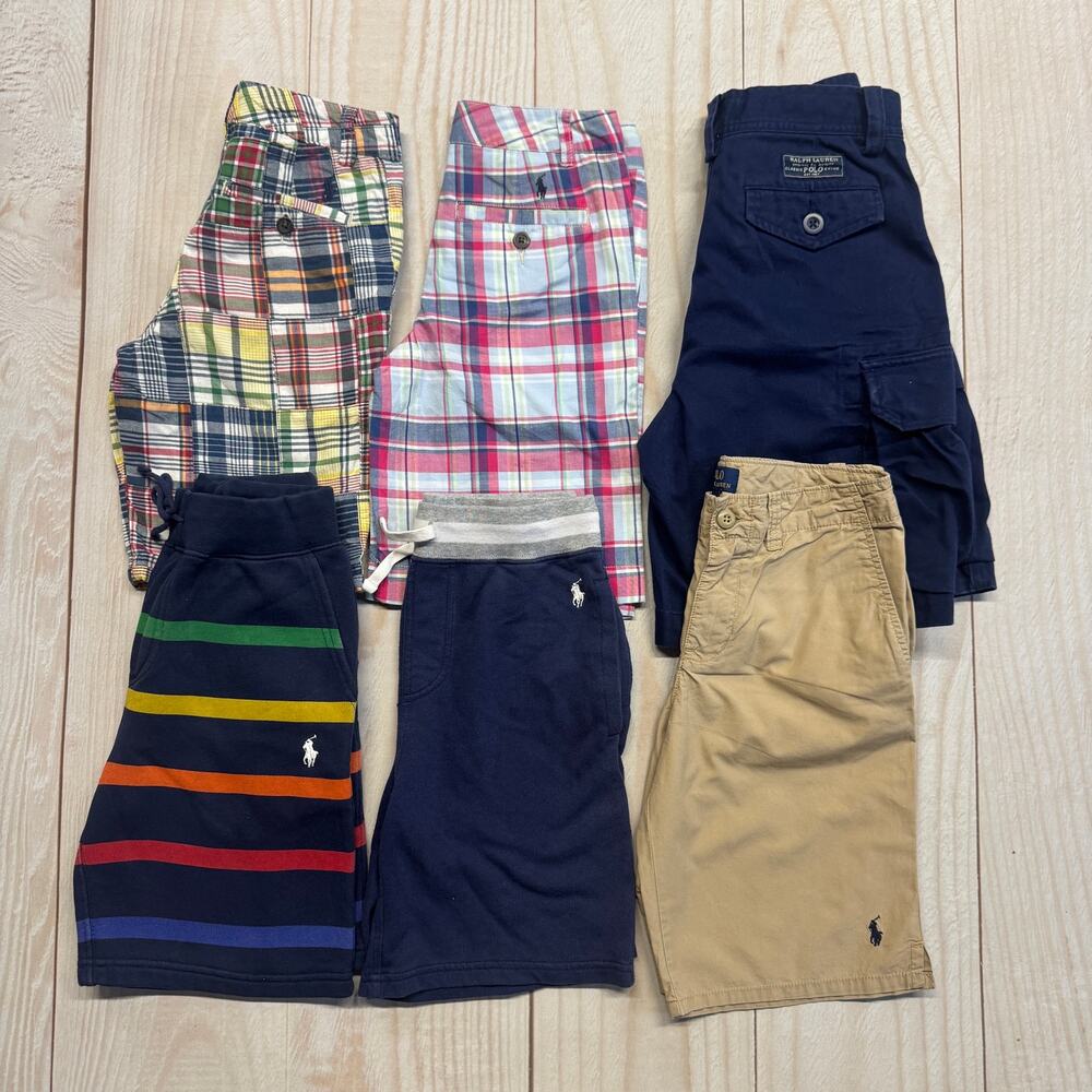 Lot of 6 Polo Ralph Lauren Boys Size S (8) Chino Cargo Shorts